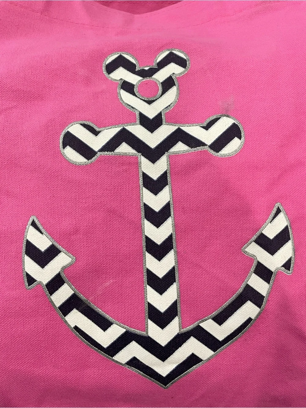Disney Pink Canvas Tote with Navy Chevron Anchor